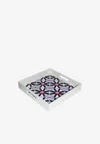 Stitch Leather Tray With Oriental Pattern In Multicolor