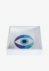 Stitch Mini Leather Tray With Eye Motif In White
