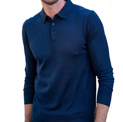 Stitch Note Polo Sweater In Navy