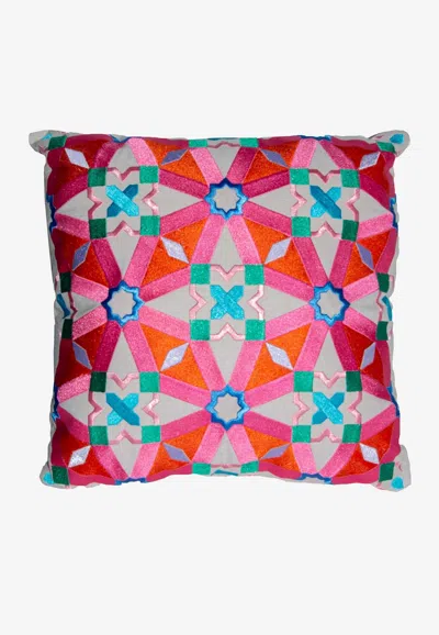 Stitch Oriental Pattern Cushion In Multi