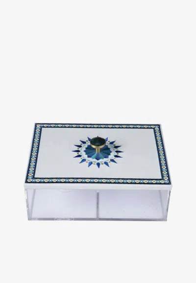 Stitch Rectangular Box With Arabesque Design In Multicolor