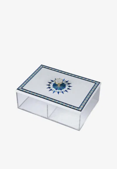 Stitch Rectangular Box With Arabesque Design In Multicolor