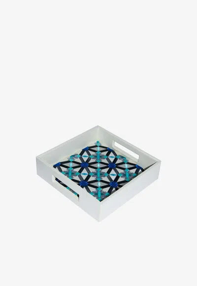 Stitch Small Tray With Oriental Pattern In Blue