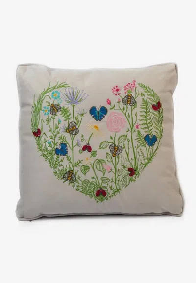 Stitch Spring Love Cushion In White