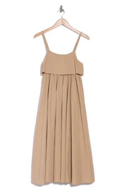 Stitchdrop Bahamas Popover Midi Dress In Beige