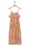 Stitchdrop Barbuda Floral Print Sleeveless Midi Dress In Sketch Peony
