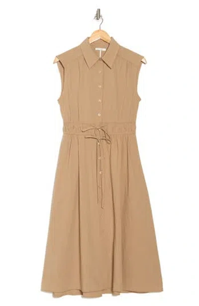 Stitchdrop Block Island Sleeveless Cotton Shirtdress In Sand