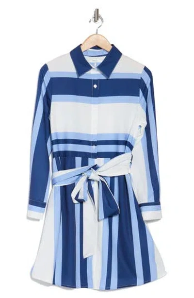 Stitchdrop Chatham Long Sleeve Cotton Shirtdress In Navy