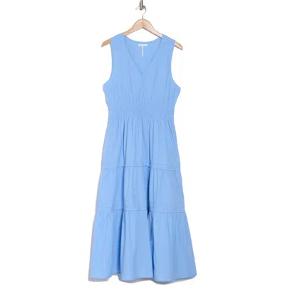Stitchdrop Duxbury Tiered Cotton Dress In Blue Wave