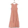 Stitchdrop Duxbury Tiered Cotton Dress In Coral Quartz