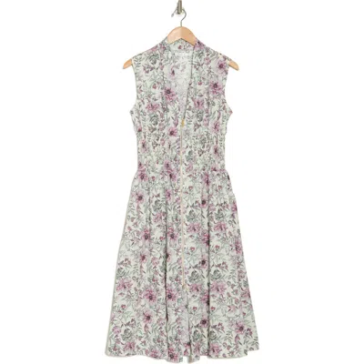 Stitchdrop Edgartown Sleeveless Cotton Fit & Flare Dress In Purple