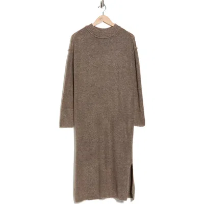 Stitchdrop Highline Long Sleeve Cotton Sweater Dress In Brown