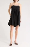 Stitchdrop Kitts Empire Waist Cotton Romper In Black