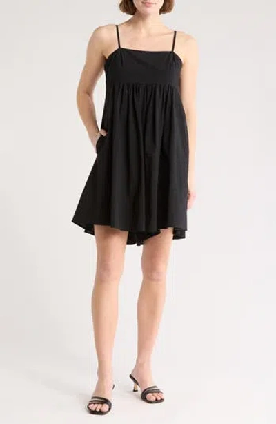 Stitchdrop Kitts Empire Waist Cotton Romper In Black