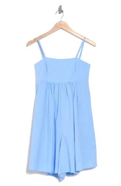 Stitchdrop Kitts Empire Waist Cotton Romper In Blue Bell