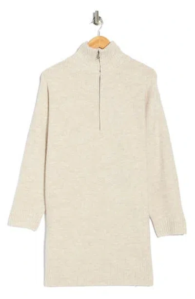 Stitchdrop Lincoln Square Half Zip Sweater Dress In Neutral