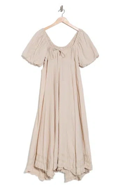 Stitchdrop Livonia Puff Sleeve Maxi Dress In Nutshell