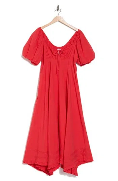 Stitchdrop Livonia Puff Sleeve Maxi Dress In Tomato