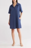 Stitchdrop New Castle Cotton Polo Dress In Navy