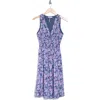 Stitchdrop Springwater Print Sleeveless Dress In Navy