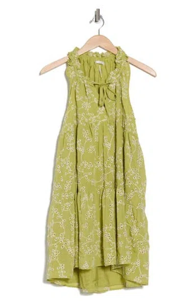 Stitchdrop The Cuddle Eyelet Sleeveless Dress In Wasabi