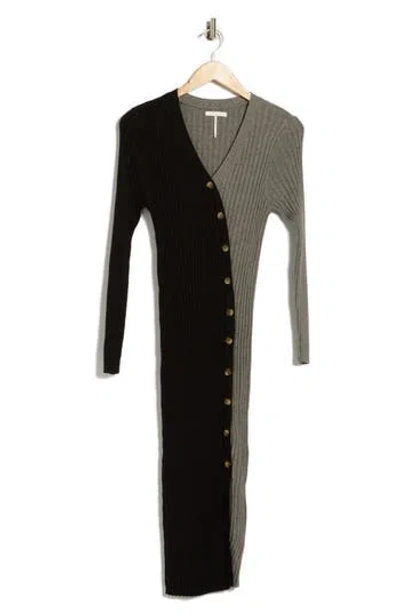 Stitchdrop The Judge Colorblock Long Sleeve Sweater Dress In Black