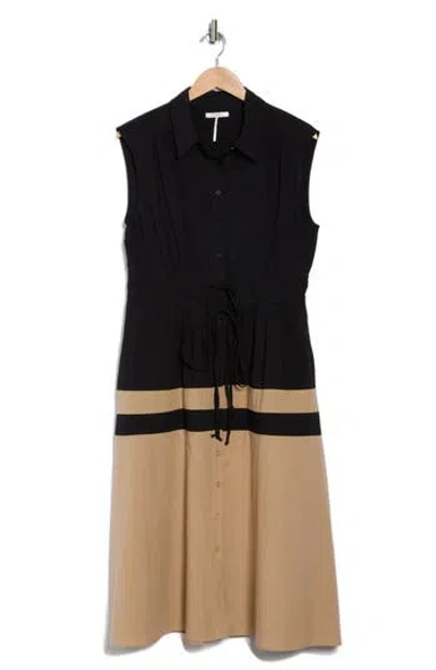Stitchdrop Watch Hill Shirtdress In Beige/black
