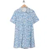 Stitchdrop Windjammer Short Sleeve Cotton Shirtdress In Lanai Blue Leaf