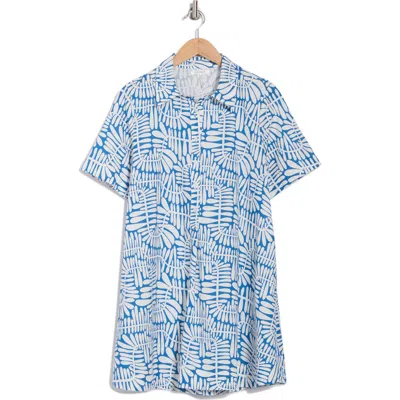 Stitchdrop Windjammer Short Sleeve Cotton Shirtdress In Lanai Blue Leaf