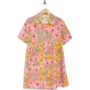 Stitchdrop Windjammer Short Sleeve Cotton Shirtdress In Sketch Peony