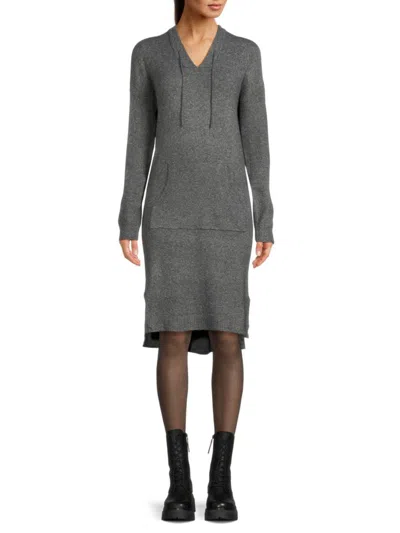 Stitchdrop Women's Joey Hooded Sweater Dress In Charcoal