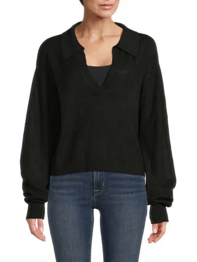 Stitchdrop Women's Johnny Collar Sweater In Black