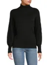 Stitchdrop Women's Puff Sleeve Turtleneck Sweater In Black