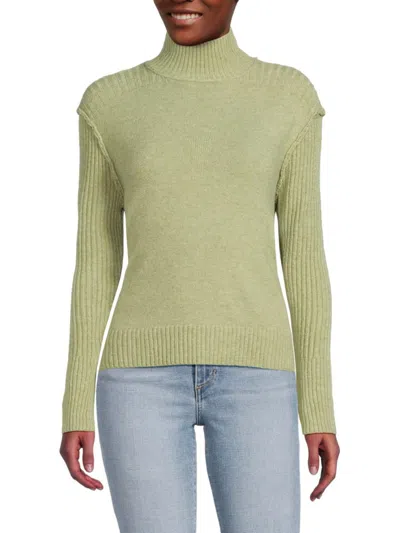 Stitchdrop Women's Ribbed Highneck Sweater In Sage