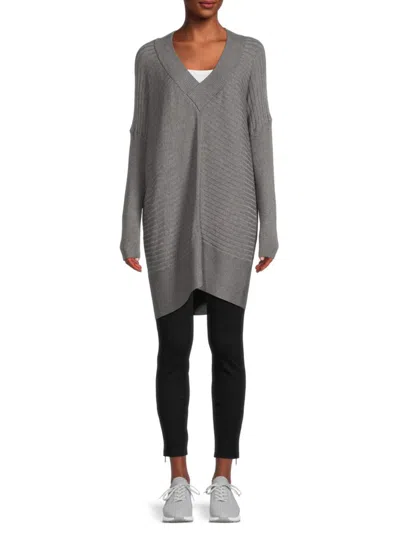 Stitchdrop Women's Ribbed Longline Sweater In Charcoal
