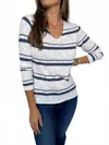 Stitchdrop Zipline Stripe Sweater In Honest Indigo In Gray