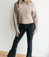 STITCHES & STRIPES CARTER FUNNEL PULLOVER SWEATER IN CAMEL