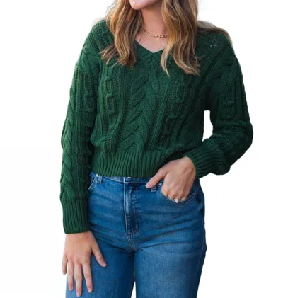 Stitches & Stripes Laurel V Neck Sweater In Army In Green