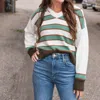 STITCHES & STRIPES LEONARD V-NECK PULLOVER IN WHITE/GREEN