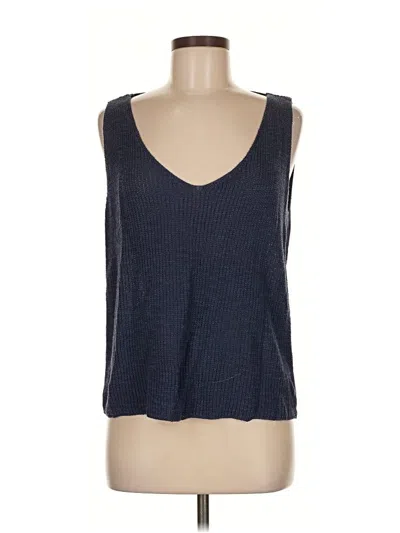 Pre-owned Stitches & Stripes Sleeveless Top Blue Scoop Neck Tops