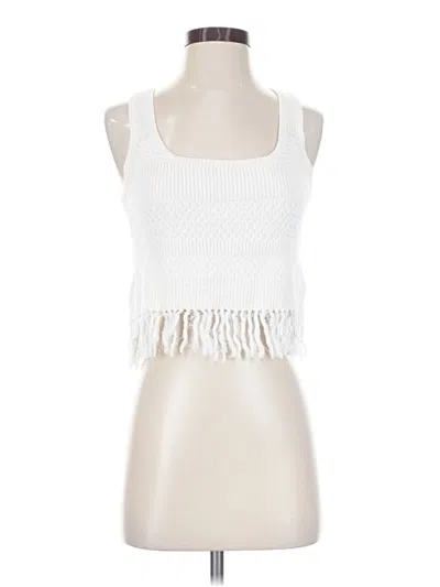 Pre-owned Stitches & Stripes Sleeveless Top White Halter Neckline Tops