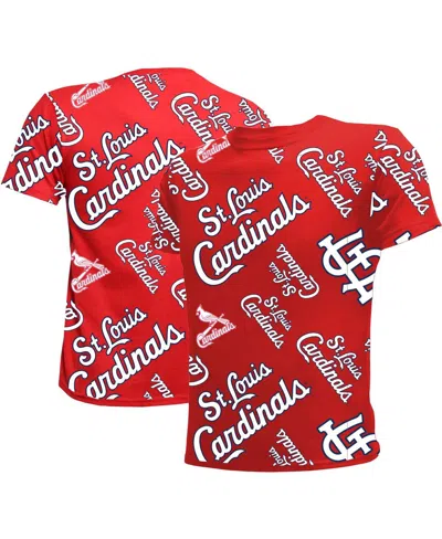 Stitches Kids' Big Boys And Girls Red St. Louis Cardinals Allover Team T-shirt