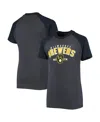 Stitches Youth  Heathered Navy Milwaukee Brewers Raglan T-shirt In Heathered Navy
