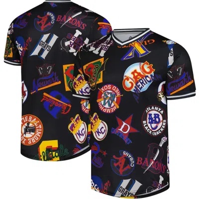 Stitches Black Negro League Baseball Allover Print V-neck Baseball Jersey