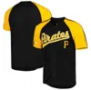 STITCHES STITCHES BLACK PITTSBURGH PIRATES BUTTON-DOWN RAGLAN FASHION JERSEY