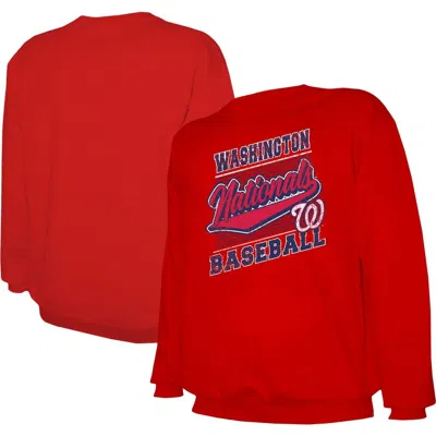Stitches Red Washington Nationals Lightweight Crew Sweatshirt