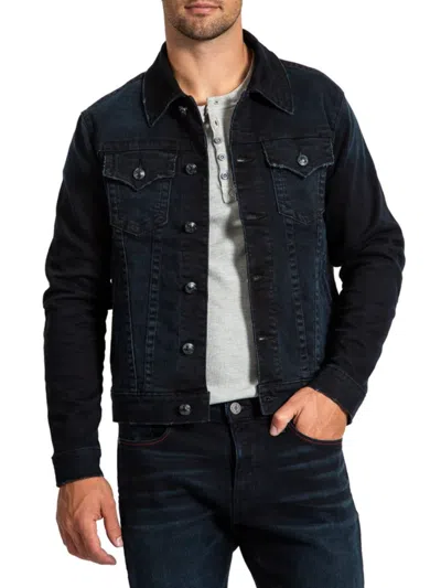 Stitch's Jeans Men's Distressed Denim Jacket In Dark Denim