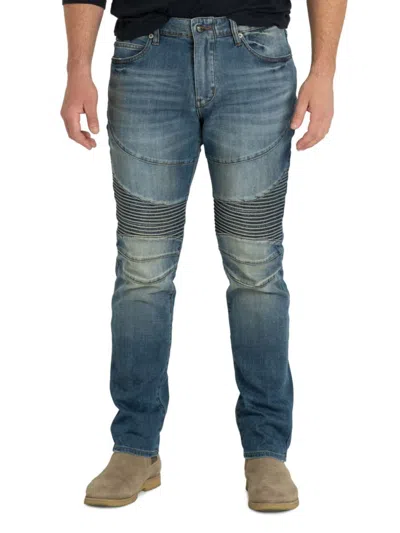 Stitch's Jeans Men's Distressed Slim Fit Biker Jeans In Wasted Blue