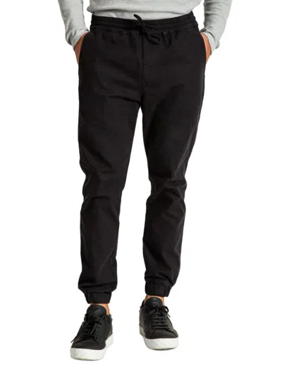 Stitch's Jeans Men's Loose Fit Washed Twill Joggers In Black