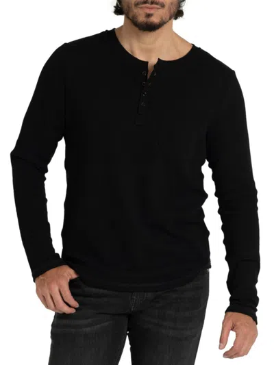 Stitch's Jeans Men's Patch Pocket Knit Henley In Black